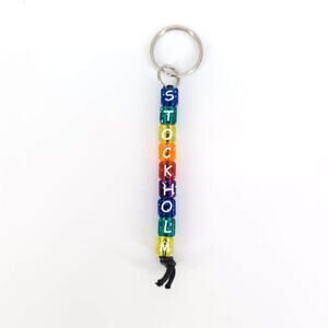 Stockholm Multicolored Neon Sparkly Beaded Souvenir Keychain / Key Ring - New